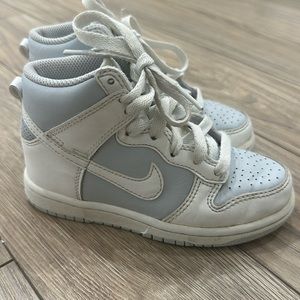 Nike Kids White and Light Gray High-Top Sneakers